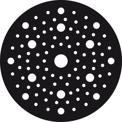 Padrão circular com pontos brancos simétricos sobre fundo preto