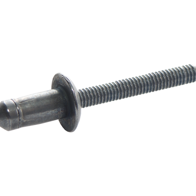 Parafuso de rebite metálico prateado com rosca