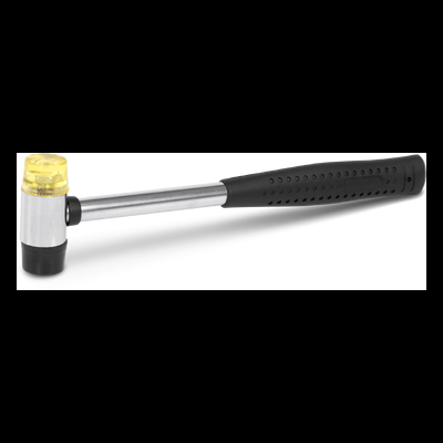 Martelo metálico com cabo preto e pega texturizada