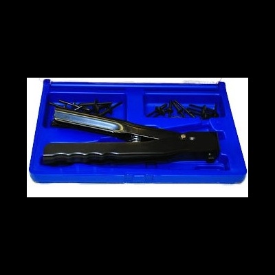 Conjunto de alicate para rebites preto com rebites e caixa azul