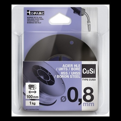 Carretel de fio soldadura aço 0,8 mm embalagem plástico transparente lilás