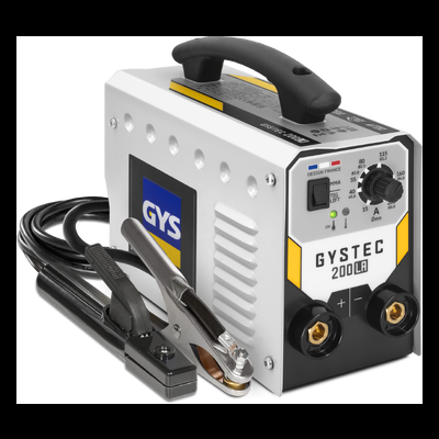 Máquina de soldar GYSTEC 200 LA com alça preta e cabos com garras