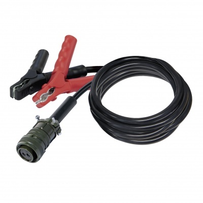 Cabo com clips vermelho e preto e conector circular metálico