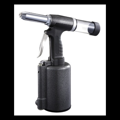 Rebitador pneumático preto com detalhes metálicos prateados