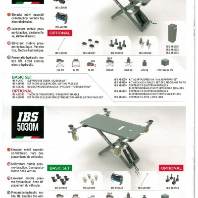 Elevadores móveis pneumático-hidráulicos IBS 5030 e IBS 5030M cinza para elevação de veículos