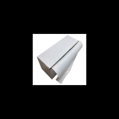 Caixa branca com folha de bolhas plásticas translúcidas