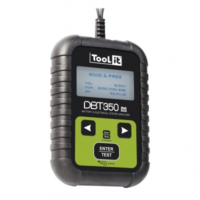 Analisador DBT350 Tool it preto e verde com ecrã LCD e botões