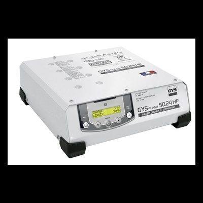 Carregador de baterias GYS FLASH 502.4 HF branco com visor digital e botões