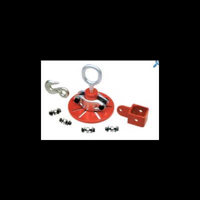 Conjunto de peças metálicas vermelhas e prateadas dispostas sobre fundo branco