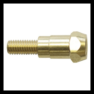 Parafuso dourado metálico com rosca e cabeça hexagonal