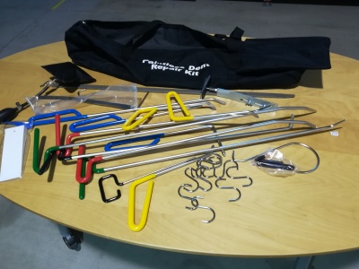 Kit de ferramentas para remoção de amolgadelas com ganchos coloridos e saco preto PDR Dent Repair Kit