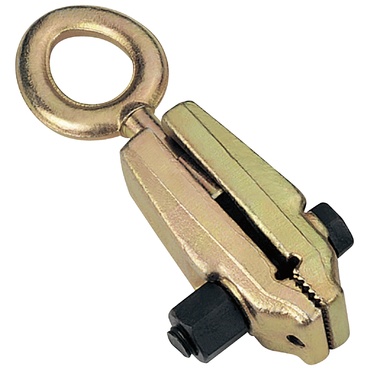 Gancho de elevação metálico dourado com argola circular e porca preta