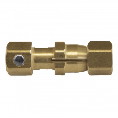 Conector metálico dourado com parafuso