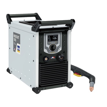 Soldadora MIG/MAG FGS NEON 115 cinza e preta com visor digital e cabo de controlo