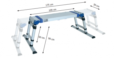 Banco de trabalho dobrável de alumínio com medidas