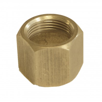 Porca hexagonal metálica dourada com rosca interna