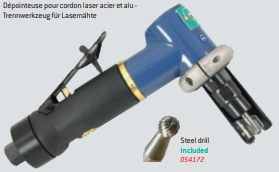 Depointeuse para cordão laser azul e preto com broca incluída e texto em francês e inglês