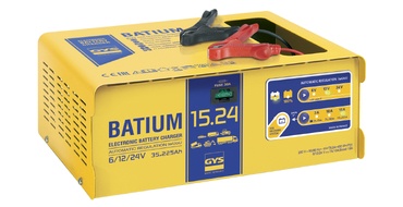 Carregador eletrónico de baterias BATIUM amarelo com garras preta e vermelha
