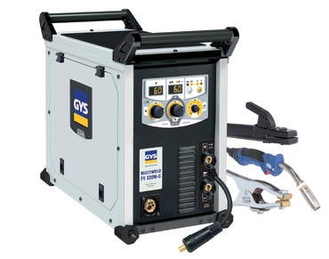 Máquina de soldar GYS MULTI TIG 2000-C cinza com cabos e acessórios