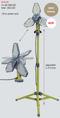 Luminária LED amarela ajustável com três painéis de LED