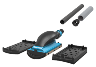 Kit de limpeza de piscina com aspirador azul e preto e acessórios cinza