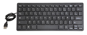 Teclado compacto USB preto com teclas azerty em fundo branco