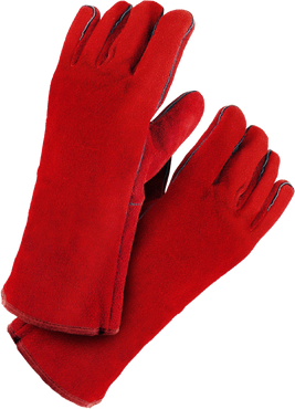 Par de luvas longas vermelhas de nobuck ou camurça