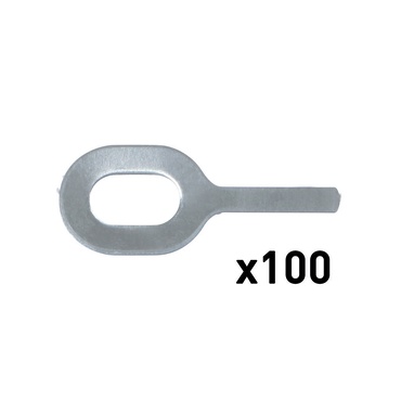 Aro metálico oval com extremidade alongada e texto 