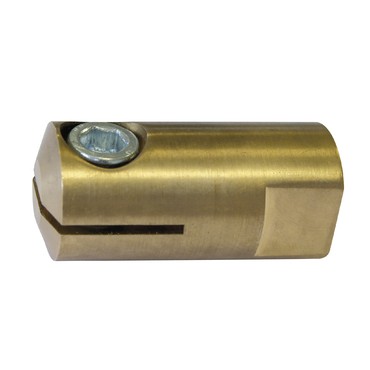 Cilindro metálico dourado com parafuso prateado e ranhura fina