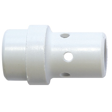 Conector branco cilíndrico em plástico com três orifícios