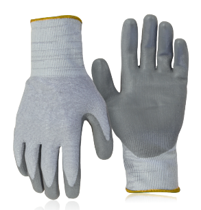 Par de luvas cinza com punho elástico e revestimento antiderrapante
