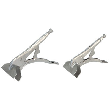 Par de grampos de bloqueio metálicos prateados com área larga de fixação