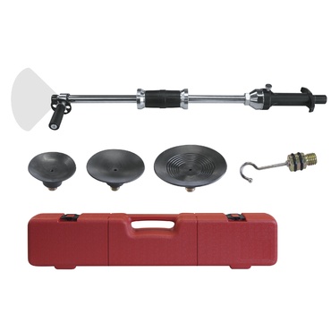 Kit de ferramentas para desamassar carros com barra de ferro, acessórios de borracha preta e mala vermelha