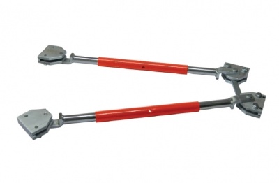 Par de ferramentas com cabos vermelhos e extremidades metálicas em forma de garra