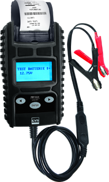 Dispositivo portátil PBT 824 com impressora e cabos de teste de bateria.