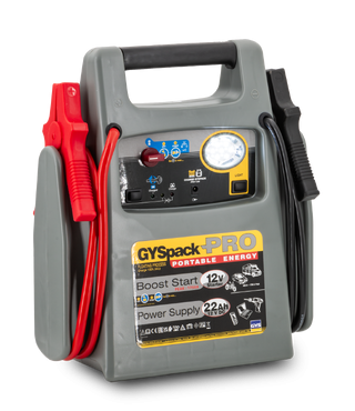 Dispositivo portátil GYSpack PRO cinzento com cabos e manómetro