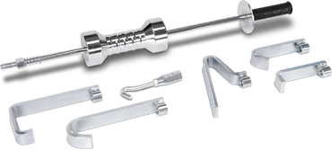 Conjunto de ferramenta para reparação automóvel em metal cromado com extrator e garras diferentes