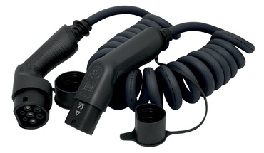 Cabo de carregamento preto para veículos elétricos com conectores e tampas