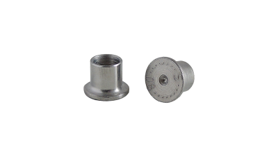 Porcas ciegas metálicas prateadas com gravação 08