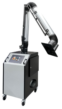 Máquina industrial com braço articulado e extrator preto