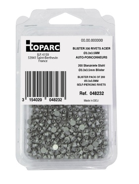 Embalagem transparente com rebites de aço da marca LOPARC