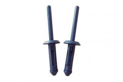 Par de rebites de plástico preto com haste longa e extremidade cónica