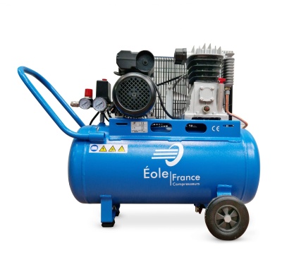 Compressor de ar portátil azul Éole France com rodas e manômetros
