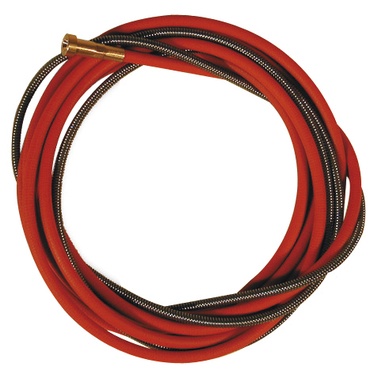 Mangueira vermelha enrolada com detalhes em metal e latão