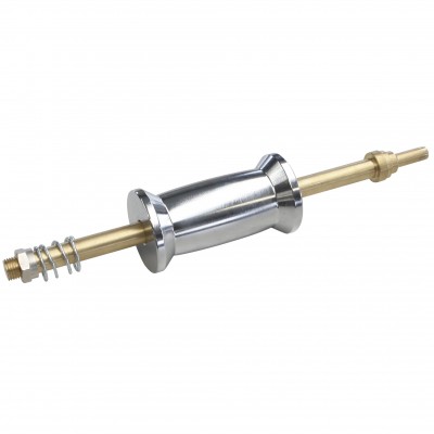 Componente metálico com eixo de latão, mola e peça cilíndrica cromada