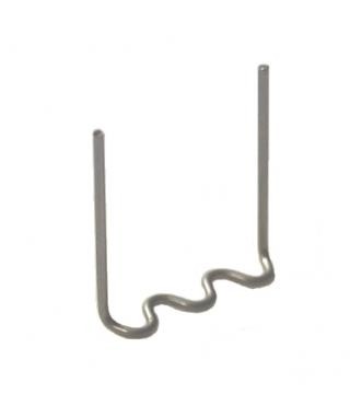 Suporte metálico em forma de U com ondulação central cinza prateado