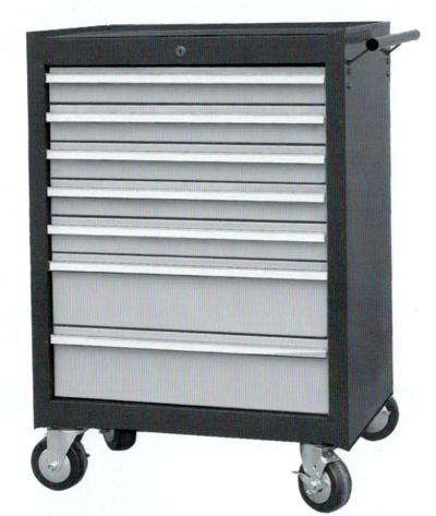 Armário de ferramentas metálico com gavetas e rodízios