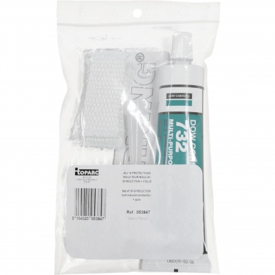 Kit de proteção para soldadura com cola multiusos e fita adesiva num saco plástico transparente