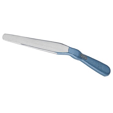 Faca de cozinha com lâmina prateada e cabo azul com marca PICARD