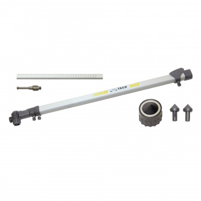 Conjunto de acessórios para ferramenta com régua, barra longa metálica, pinos e peça circular